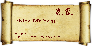 Mehler Bátony névjegykártya
